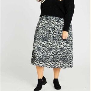 A Beautiful Soul Slip On Leopard Print Skirt Plus Size 14/16 Lined NWT